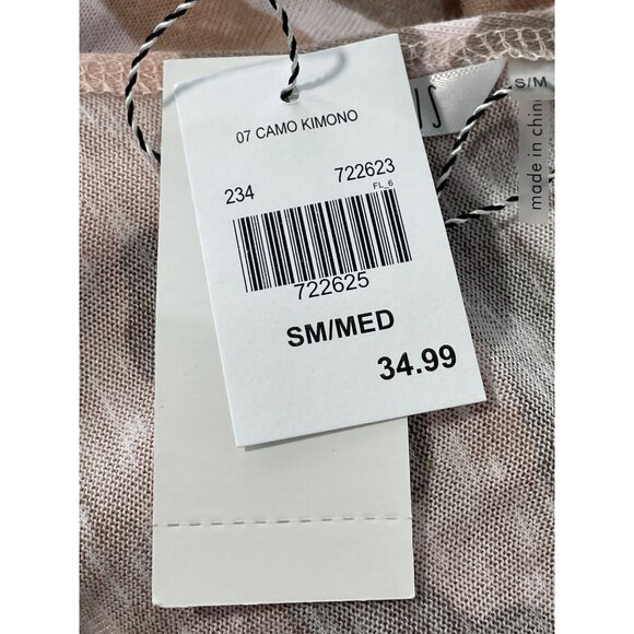 Kaktus Camo Kimono Size Small Medium Pink Beige Lightweight Open Front Cozy NEW - Picture 5 of 7